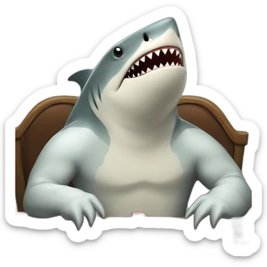 Shark playing poker sat at a table sticker