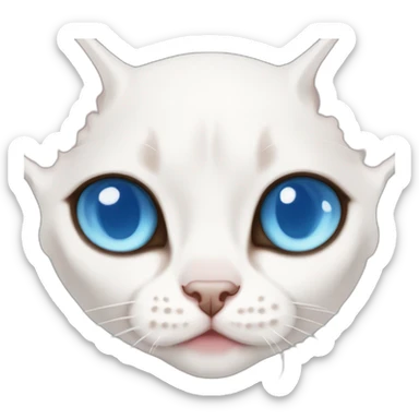 Slim white devon rex with light blue eyes anime cute sticker
