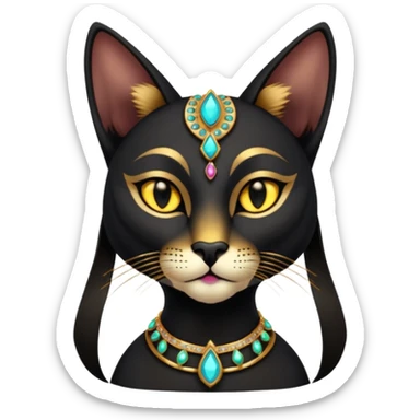 anthropomorphic black-furred elegant jeweled pretty beautiful realistic Bastet  sticker