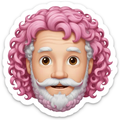 very white bearded and white mustached, pink curly haired  sticker