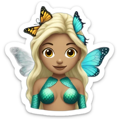 mermaid of butteryfly, half human female and butterfly sticker