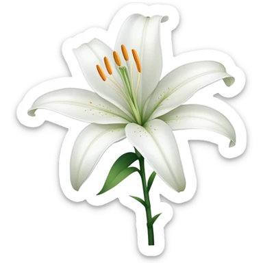 single White Lily, straight stem sticker