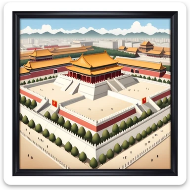 Tiananmen Square, Beijing, Chinese architecture, travel illustration sticker