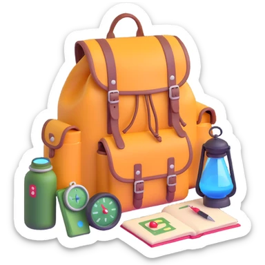 adventurer backpack with compass and supplies sticker