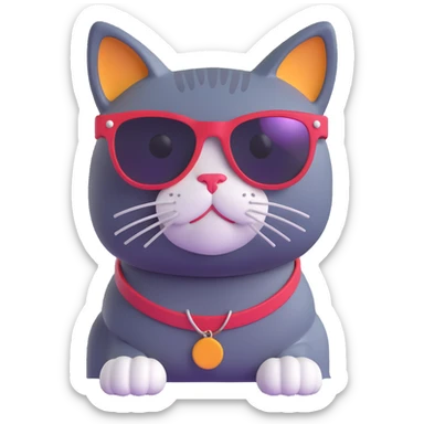 cat wearing sunglasses, vibrant and fun sticker