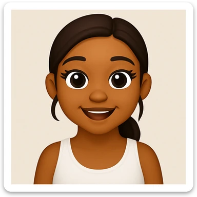 turn the second man in emoji style of the 1st image, match the facial features and match dressing style of the 2nd image, she is wearing white tank top lose sticker