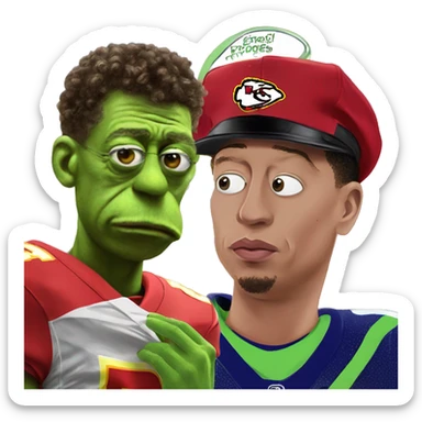 Sad Patrick Mahomes Kermit the Frog sticker
