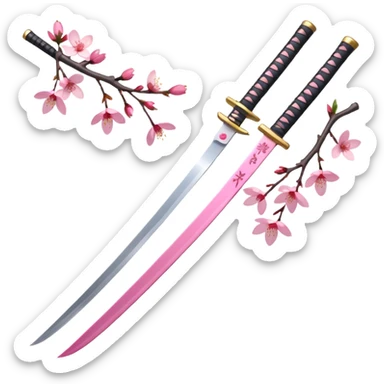 Katana with cherry blossoms  sticker