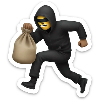 robber running to the left holding a black sack sticker