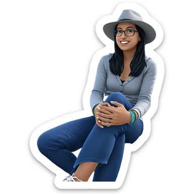 girl sitting by the ocean sticker