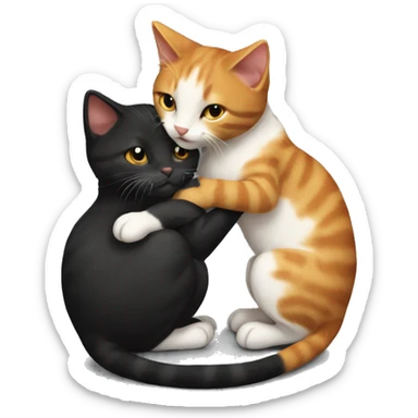 Black and ginger kitty touch each other with nouse  sticker