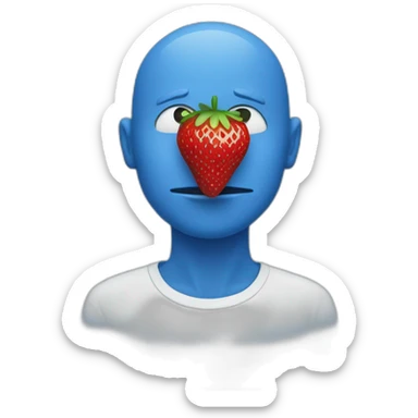 blue man with strawberry instead of mouth sticker