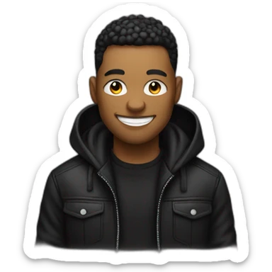 smiling male in black jacket look like a rapper sticker
