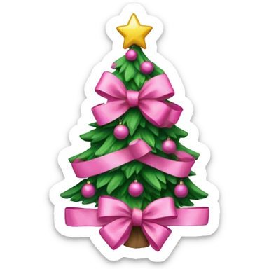 Christmas tree with pink bows sticker