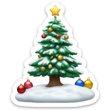 Snowy tree with Christmas decorations  sticker