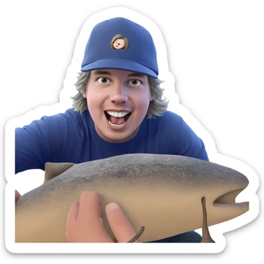 boy with hat by tree sticker