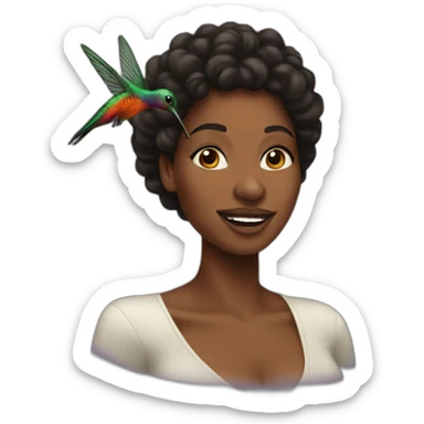 Black women with humming bird sticker