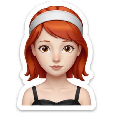 ["Fair skin female, smooth red hair, red ribbon headband."] sticker