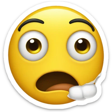 Extremely wide-eyed, flabbergasted emoji with their jaw dropped in cartoon-like exaggeration, in original yellow face emoji style sticker