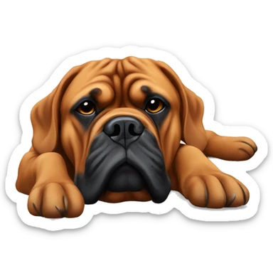 Laying Dogue de Bordeaux with black mask sticker
