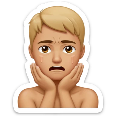 Person with arms crossed around neck crying/angry sticker