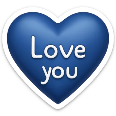 Dark Blue heart with the words Love You Ry in the middle  sticker