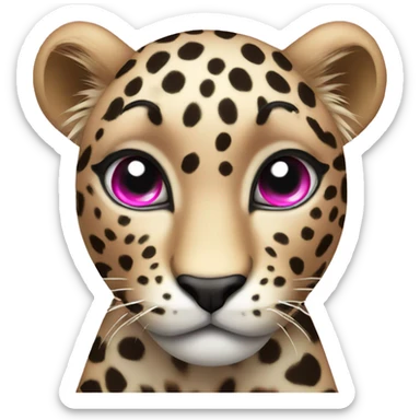 leopard with pink bow and pink eyes sticker