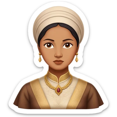 Cinematic Realistic Raden Ajeng Kartini Portrait Emoji, depicted as an inspiring Indonesian feminist icon in period attire with a thoughtful determined gaze, rendered with lifelike textures and warm empowering lighting that captures her pioneering spirit. sticker