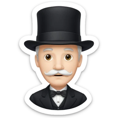 very big white moustachhe and typical 1900 black elegant clothes and hat . he is speaking sticker