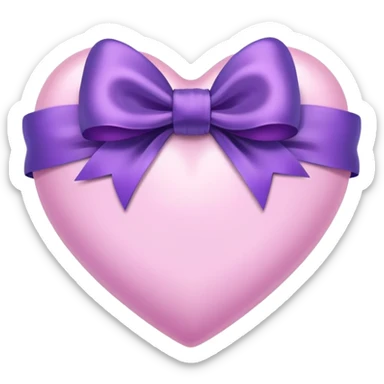 a small Light pink heart with purple bow sticker