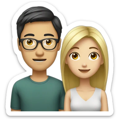 asian guy with glasses and blonde asian girl sticker