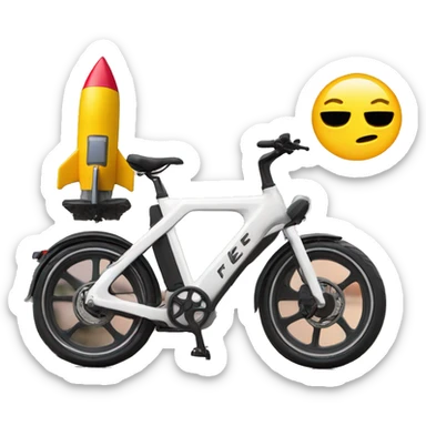 e-bike launching like a rocket with fie at the back with "cycle" writte on it sticker