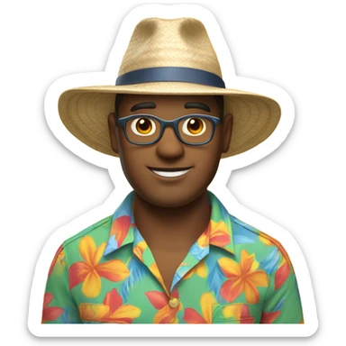 truman burbank with beach shirt and hat sticker