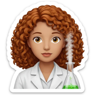 young women pharmacist studying science, curly hair sticker