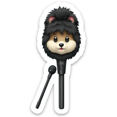 boom fluffy microphone with stick sticker