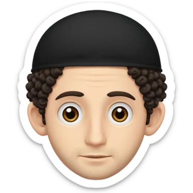 jewish jew man's face, wearing a tiny black kippah and 2 curly hair strands near the ears, only face, no body sticker