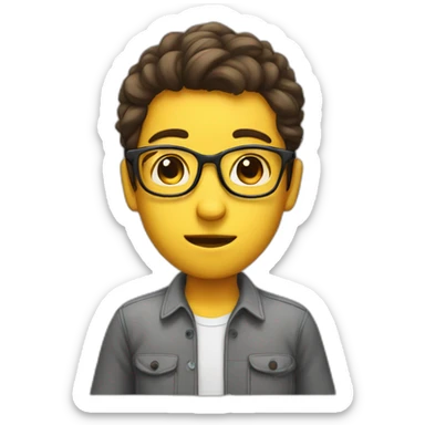 shy nerd with glasses  sticker
