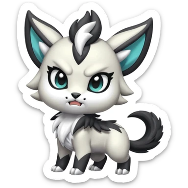 Animalistic kawaii chibi feral angry mongral Meloetta-Absol-Zekrom-Gatomon-Pteromon-hybrid sticker