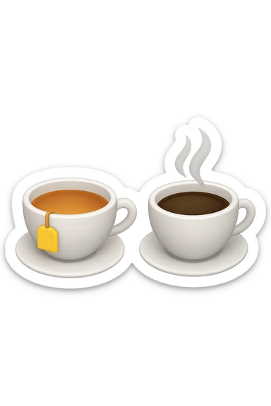 emoji 3d stile iphone che rappresenta una tazza di thè accanto ad una tazzina di caffè 3d sticker