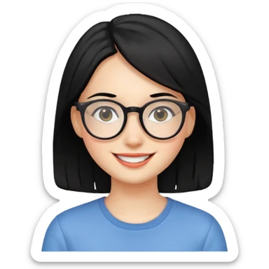 girl black hair and glasses sticker