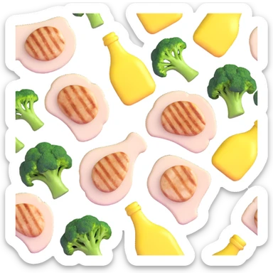 single keto meal: grilled chicken breast with broccoli and olive oil sticker