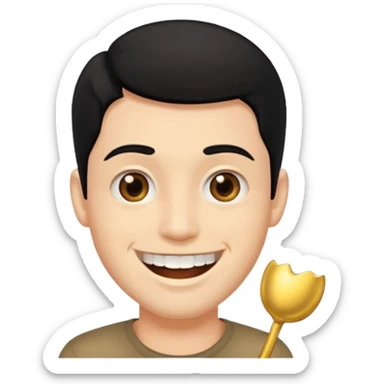 Isso agora faca esse emoji masculino com um cabelo preto baixo e um sorriso com um dente de ouro sticker