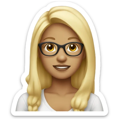 girl with glasses and blonde hair sticker