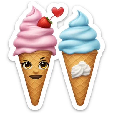 Cute ice cream date for beautiful tattooed couple sticker