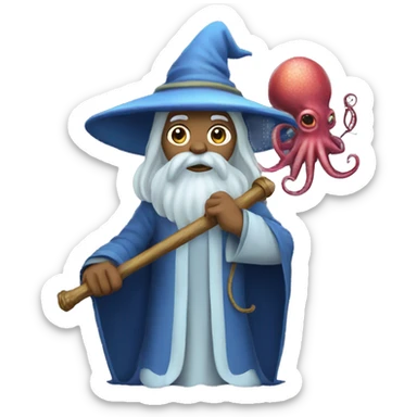 Wizard with an octopus head and staff sticker