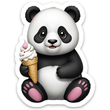 Panda eating ice cream sticker