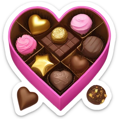 box of chocolates pink heart sticker
