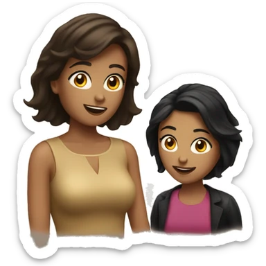 Brunette and black haired woman chatting sticker