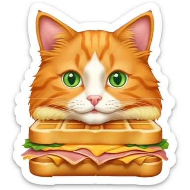 Orange cat eating monte cristo sandwich sticker