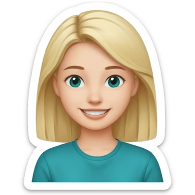 smiling girl in teal shirt sticker